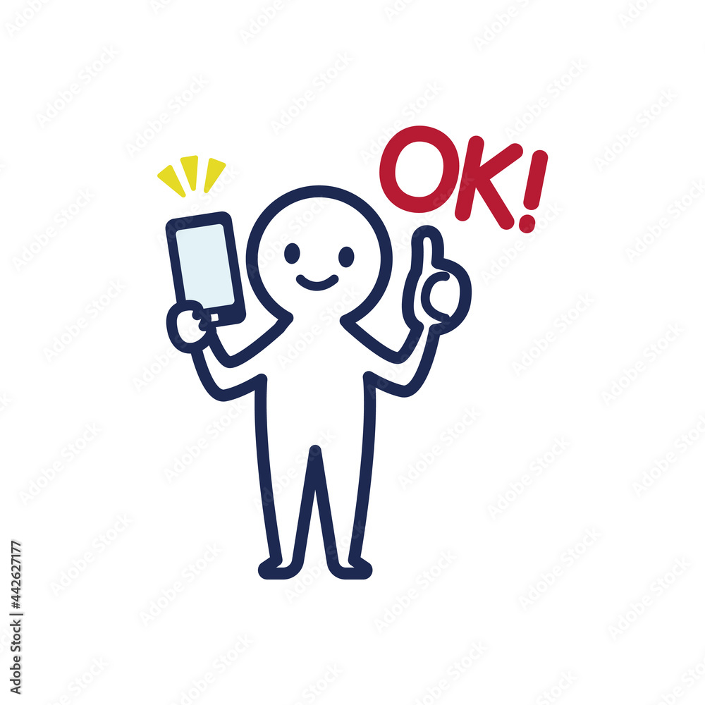 右手にスマホを持ち 左手の親指を立てている白いデフォルメした人間のイラスト Vektornyj Obekt Stock Adobe Stock 右手にスマホを持ち 左手の親指を立てている白いデフォルメした人間のイラスト Vektornyj Obekt Stock Adobe Stock