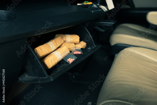 Drug package discovered in the trunk of a car