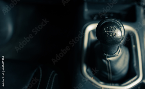 6 speed gearstick of a car,manual transmission gear shift photo