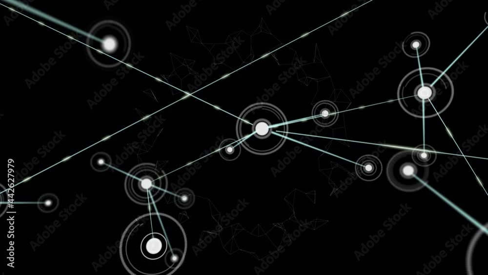 Animation of network of connections with statistics over black background Animation of network of connections with statistics over black background