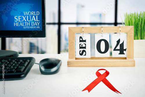 Computer desktop shows World sexual health day text