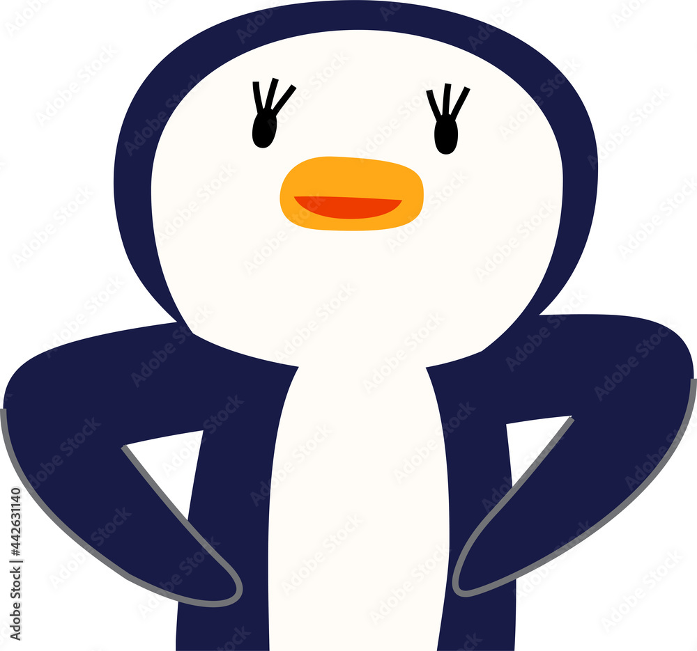 Obraz premium 指をさして案内する可愛いペンギンのイラスト