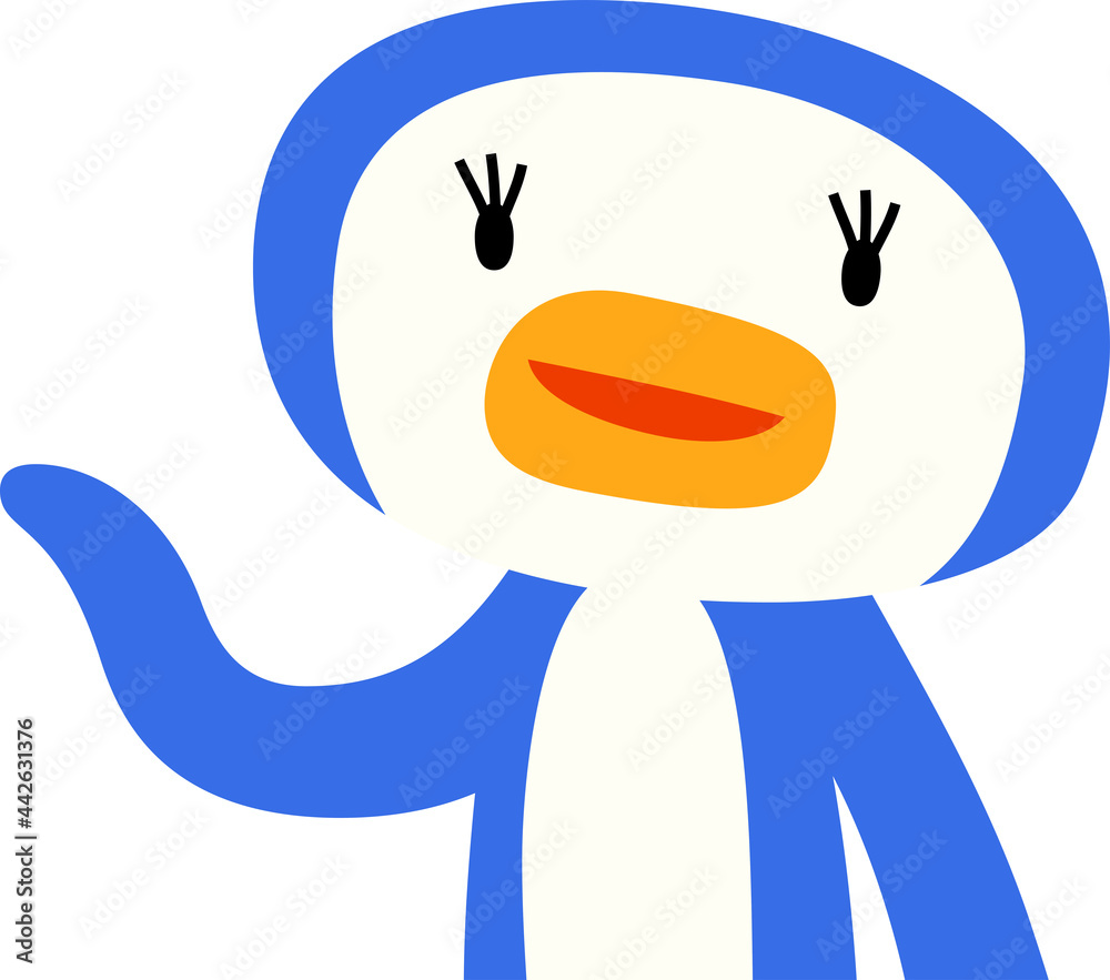 Obraz premium 指をさして案内する可愛いペンギンのイラスト