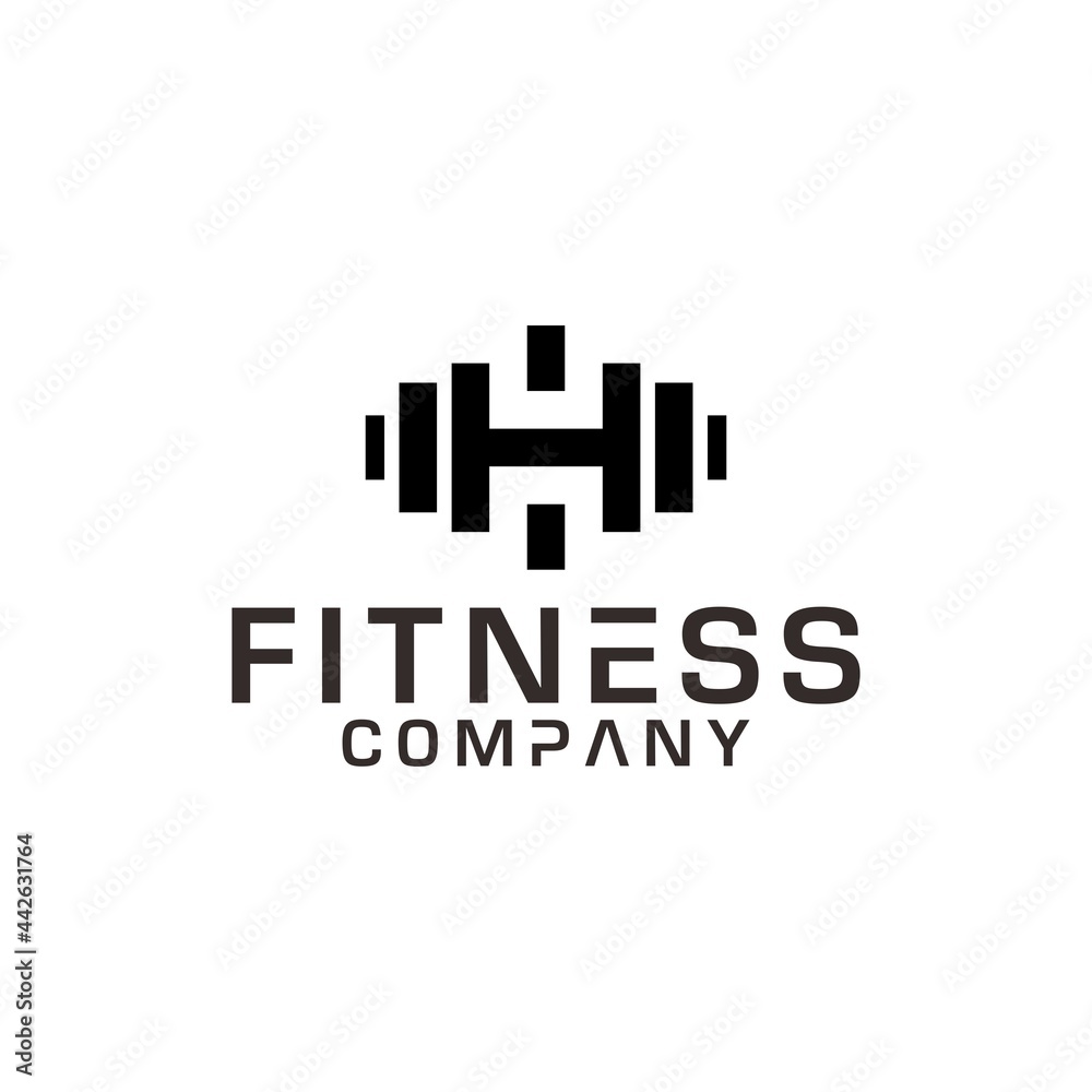Letter fitness barbell logo designs inspiration