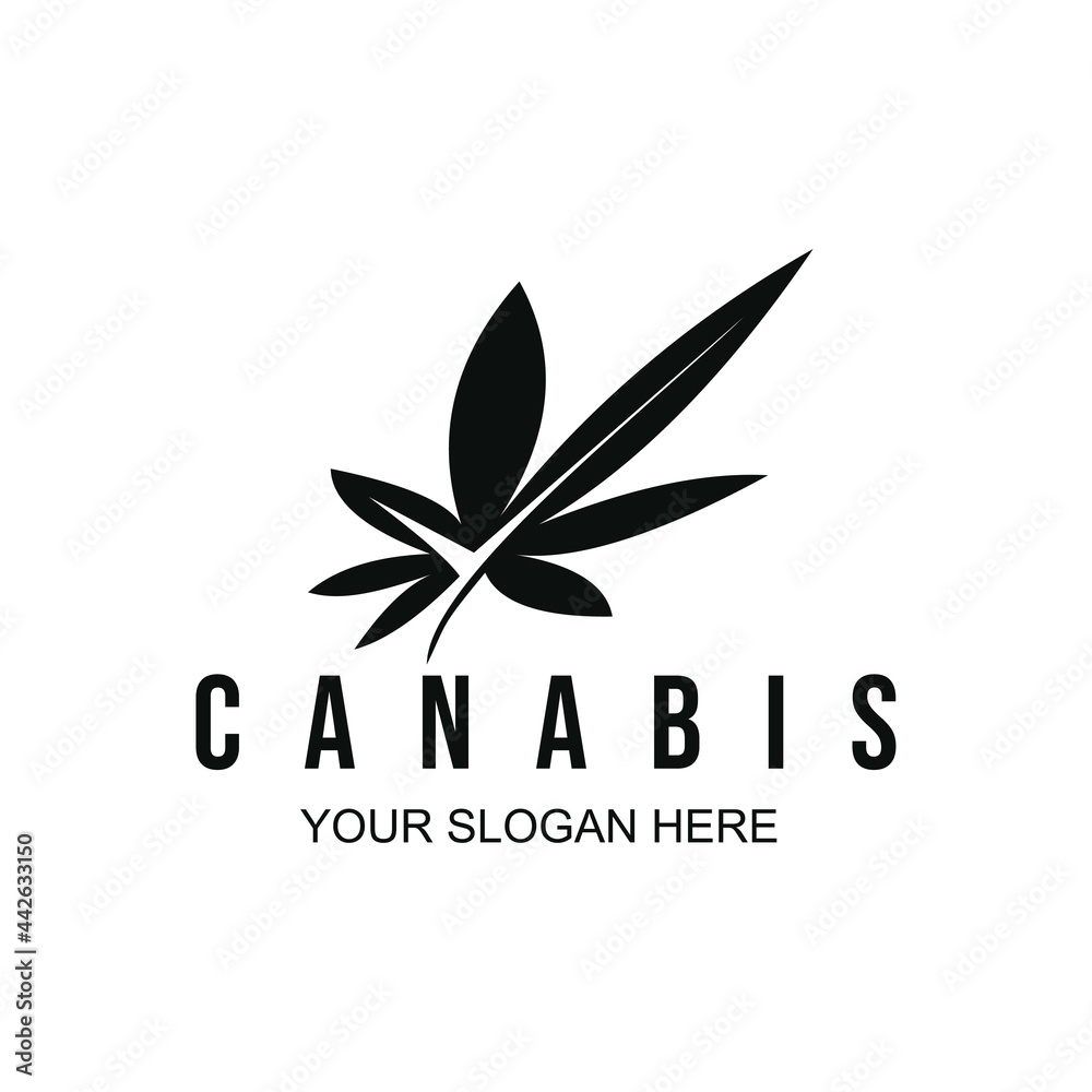 Cannabis with tax sign for health logo design