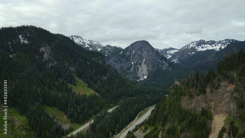 Drone clip of mountainscapes in North Bend Washington Drone clip of mountainscapes in North Bend Washington