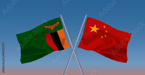 ザンビアと中国の国旗