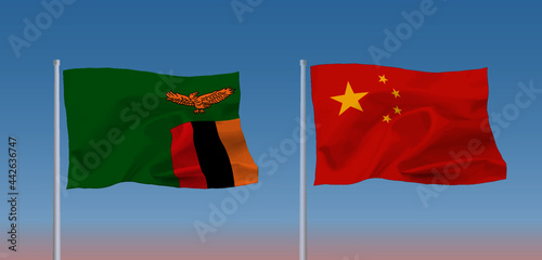 ザンビアと中国の国旗