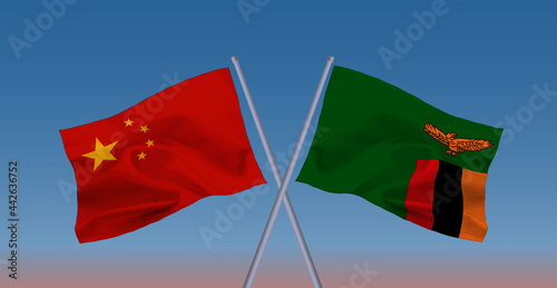 ザンビアと中国の国旗