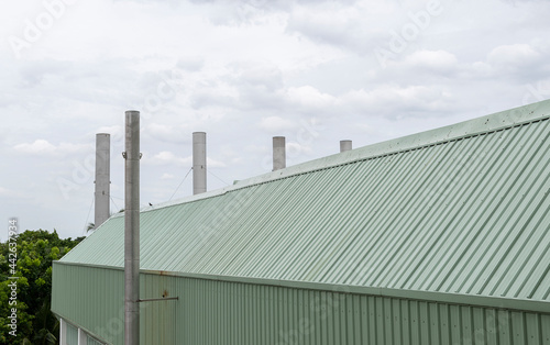 Industrial roofs top and chimneys