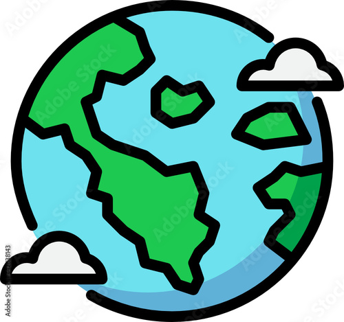 earth color outline icon