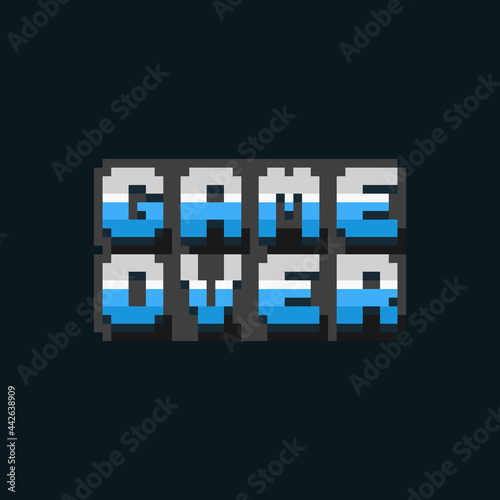Pixel art game over icon text design.