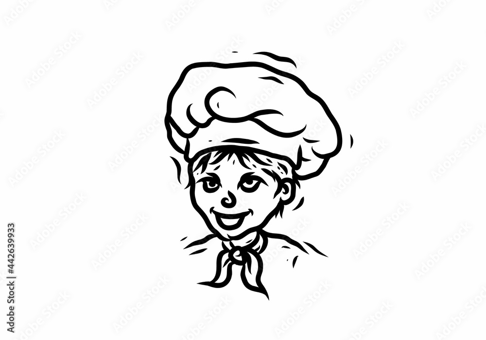 Black illustration drawing of chef Black illustration drawing of chef