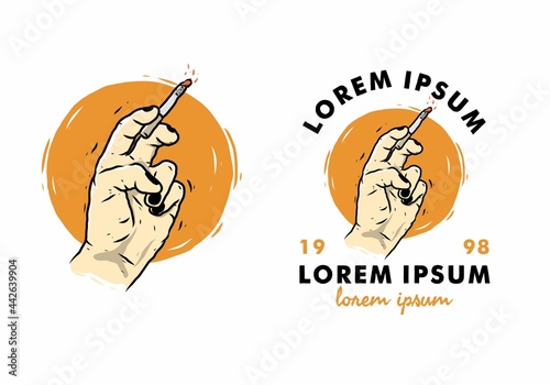 Hand holding cigarette illustration drawing