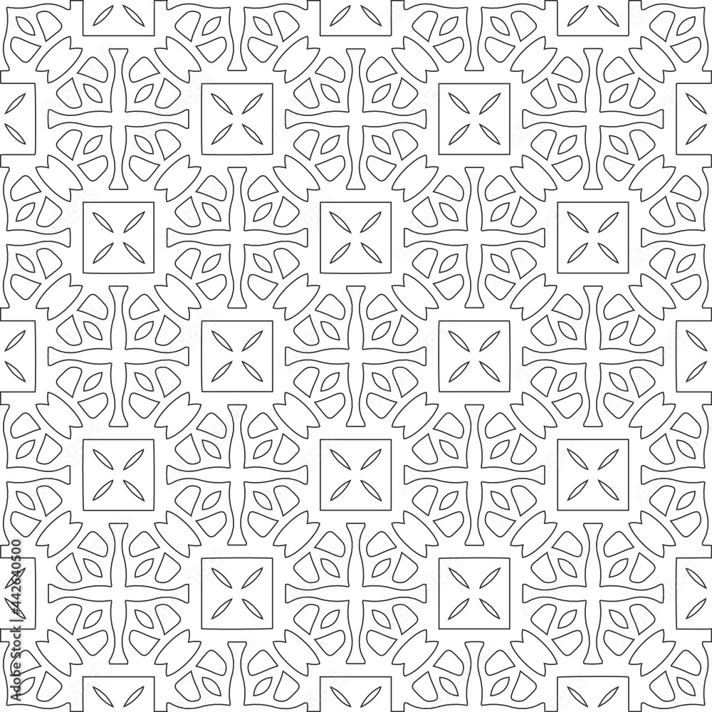 Vector pattern with symmetrical elements . Modern stylish abstract texture. Repeating geometric tiles from 

striped elements.Black and white pattern.