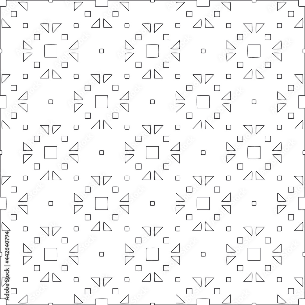 Vector pattern with symmetrical elements . Modern stylish abstract texture. Repeating geometric tiles from 

striped elements.Black and white pattern.