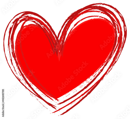 Red heart hand drawn isolated