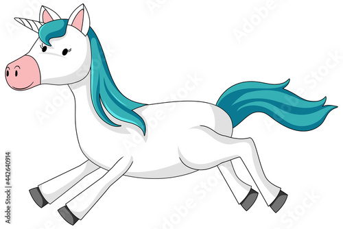 Simple cartoon character of cute unicorn isolated