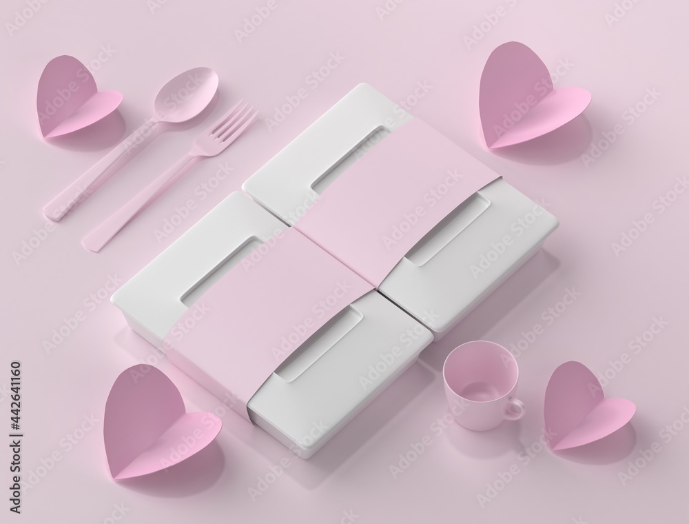 Paper food box with spoon and fork Paper food box with spoon and fork