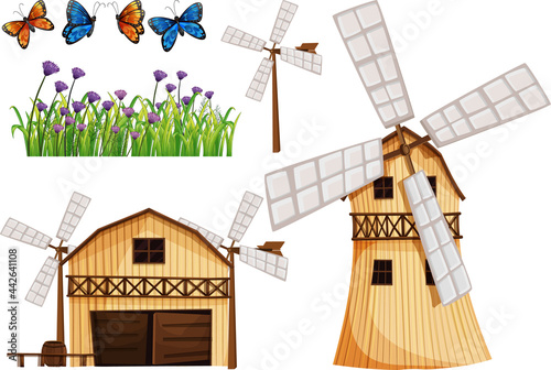 Farm element set isolated on white background