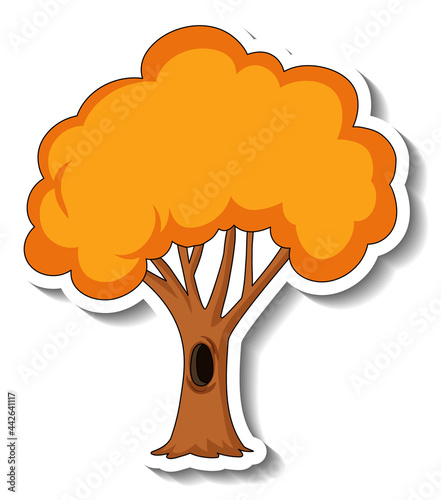 Sticker template with autumn tree isolated