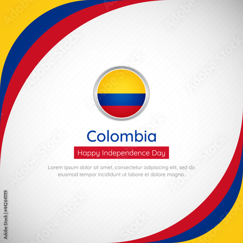 Abstract Colombia country flag background with creative happy independence day of Colombia vector illustration