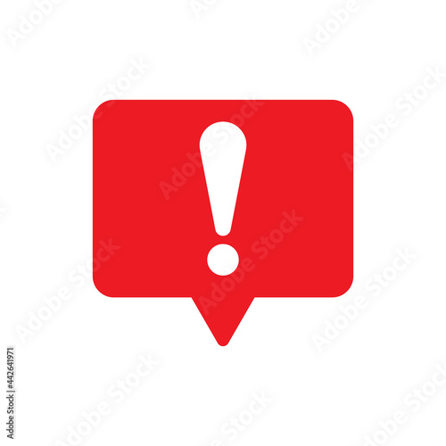 exclamation mark with chat bubble icon vector