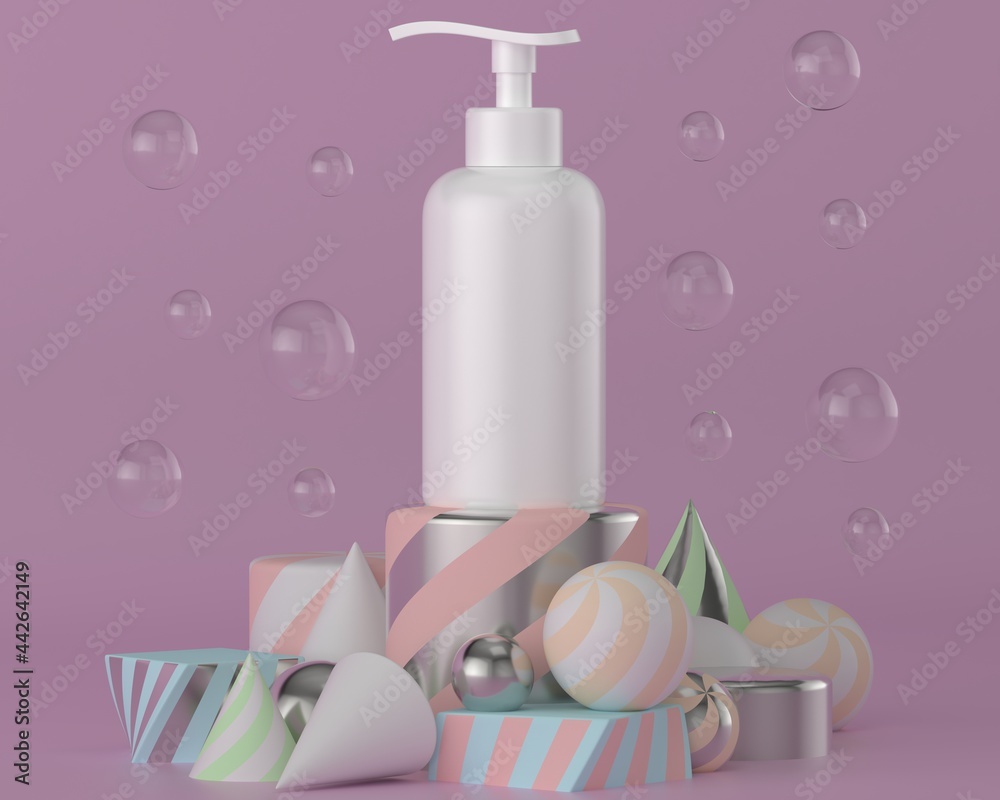 Pump bottle for cream or perfume on pink background. Pump bottle for cream or perfume on pink background.