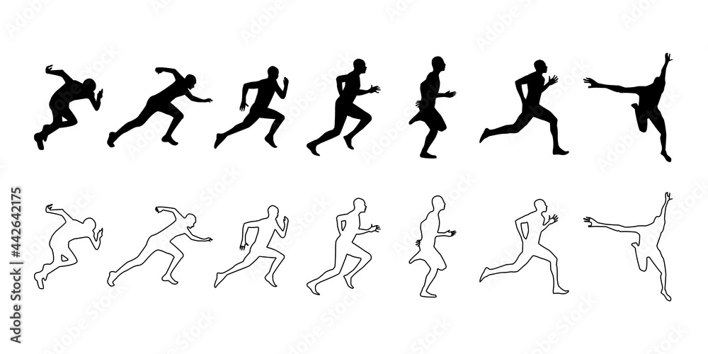 走る人ランナーのシルエットベクターアイコンイラスト素材白黒 Stock Vector Adobe Stock