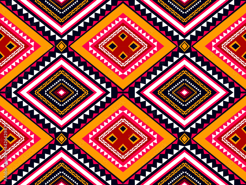 seamless pattern Ikat ethnic tribal textile pattern geometric aztec American African fabric motif mandalas native boho bohemian carpet 