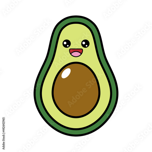 Cartoon Kawaii Avocado Vector Illustration