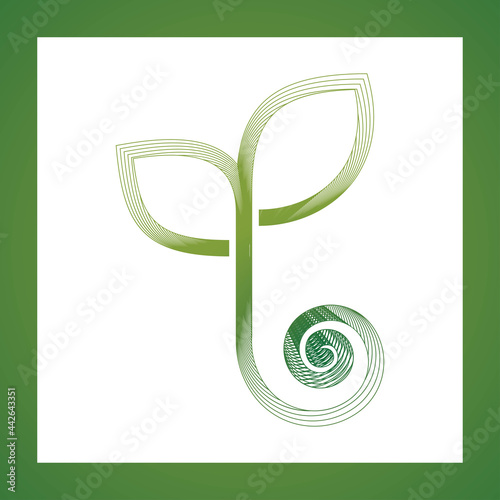 Simple sprouting seed drawing. Green fresh sprout vector illustration.