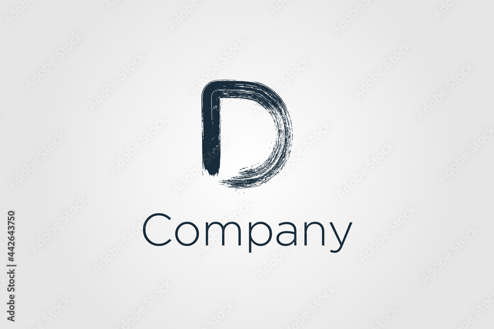 vector monogram brushed letter D in white background usable logo for business personal signature, industry, company logo design illustration template vector monogram brushed letter D in white background usable logo for business personal signature, industry, company logo design illustration template
