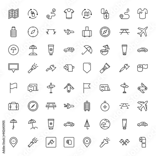 Travel set line icons photo