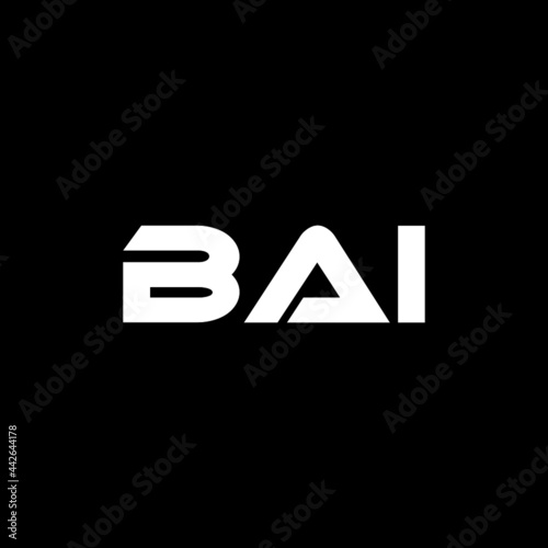 BAI letter logo design with black background in illustrator, vector logo modern alphabet font overlap style. calligraphy designs for logo, Poster, Invitation, etc.