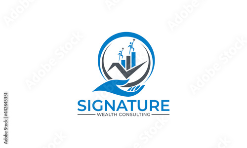 Hand and Data Finance Vector, Fundraising Financial And Accounting Logo Design © Master Design