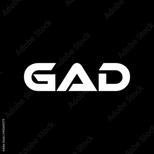 GAD letter logo design with black background in illustrator, vector logo modern alphabet font overlap style. calligraphy designs for logo, Poster, Invitation, etc.