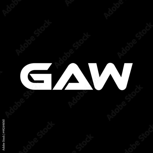GAW letter logo design with black background in illustrator, vector logo modern alphabet font overlap style. calligraphy designs for logo, Poster, Invitation, etc.