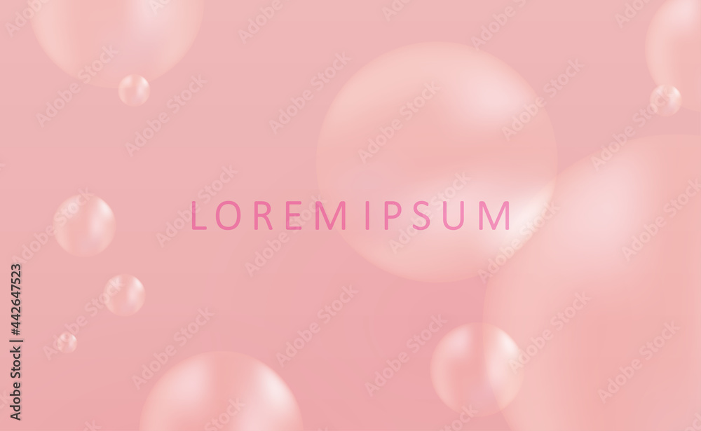 Design with a pale pink gradient, balls of different diameters