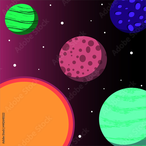 Planets in space next to the sun