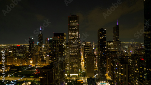 Chicago Drone Photo Nighttime  Chicago Skyline Night