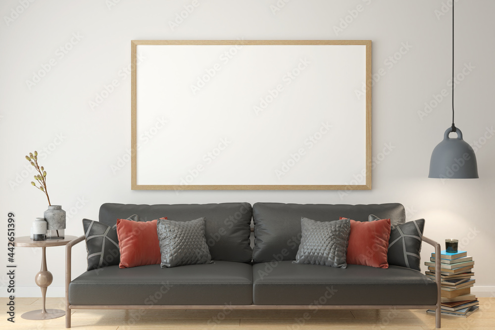 The living room consists of a sofa chair and a picture frame on the wall. The living room consists of a sofa chair and a picture frame on the wall.