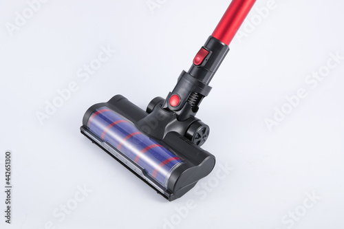 high technology electronic machines product modern luxury vacuum cleaner design in white background for house photo