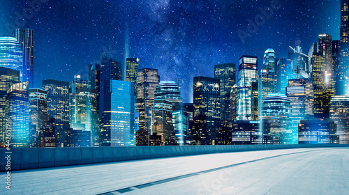 Canvas Print building at city, night city