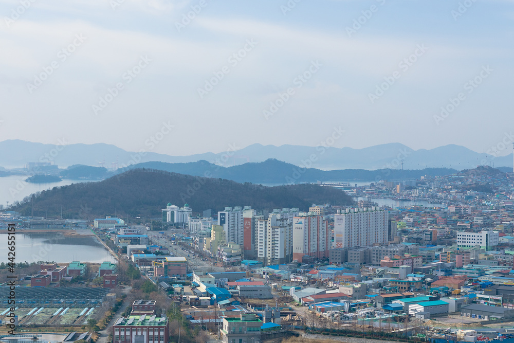 Korean city with mountain