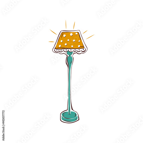 Floor lamp hand-drawn illustration on a white background. Icon. Vector