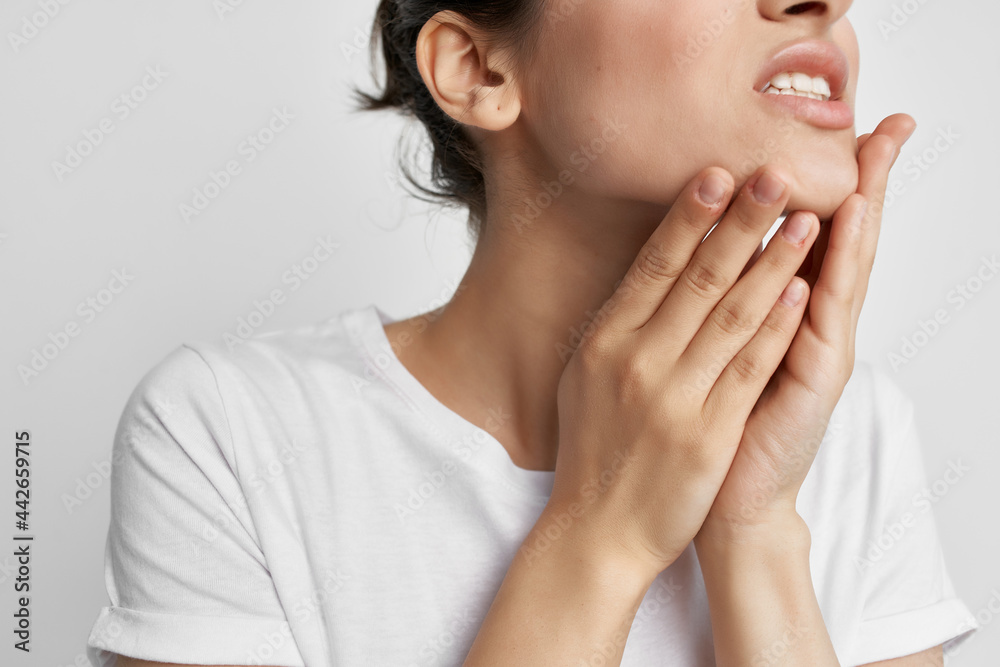 woman holding face health problems toothache dissatisfaction woman holding face health problems toothache dissatisfaction