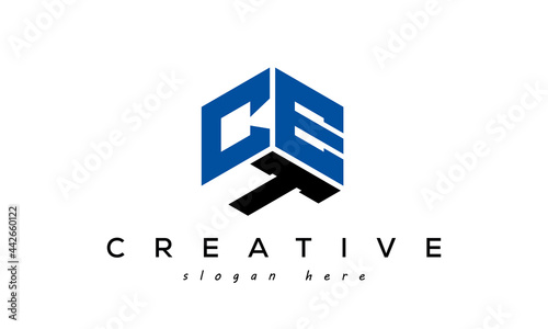 CET letters creative logo with hexagon