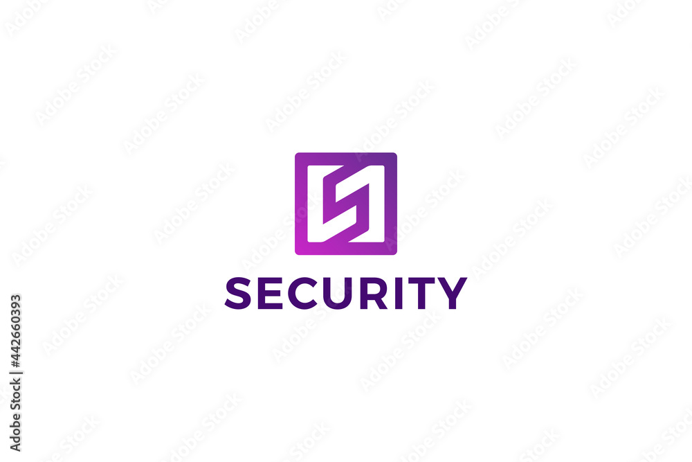 Letter S purple color security logo in a square box Letter S purple color security logo in a square box