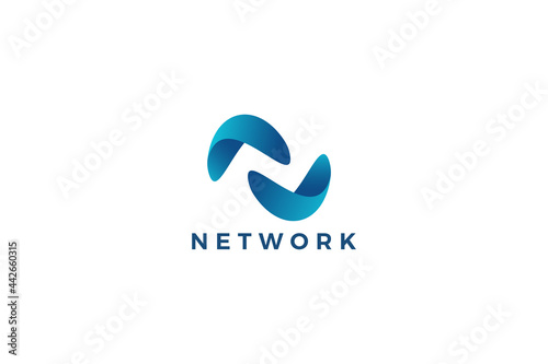 Letter N blue color 3d new business logo